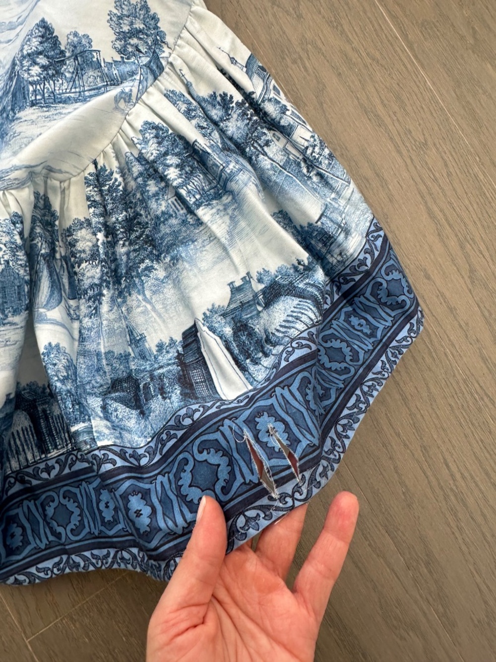 Alice + Olivia Rosalee Chateau Toile De Jouy Blue White Maxi Dress Tie Corset 2 - Picture 11 of 13
